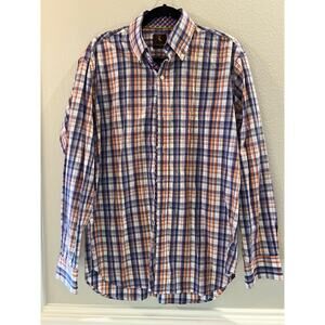 TAILORBYRD Mens Button Down Plaid Shirt Sz L Multicolor Longsleeve